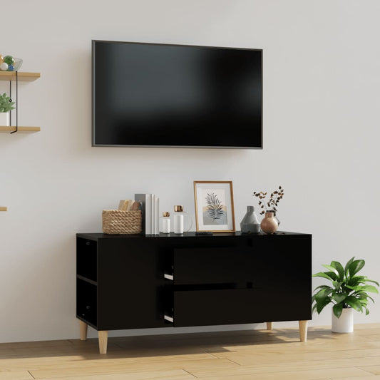 Tv-meubel 102x44,5x50 cm bewerkt hout zwart is nu te koop bij PeponiXL, paradijselijk wonen!