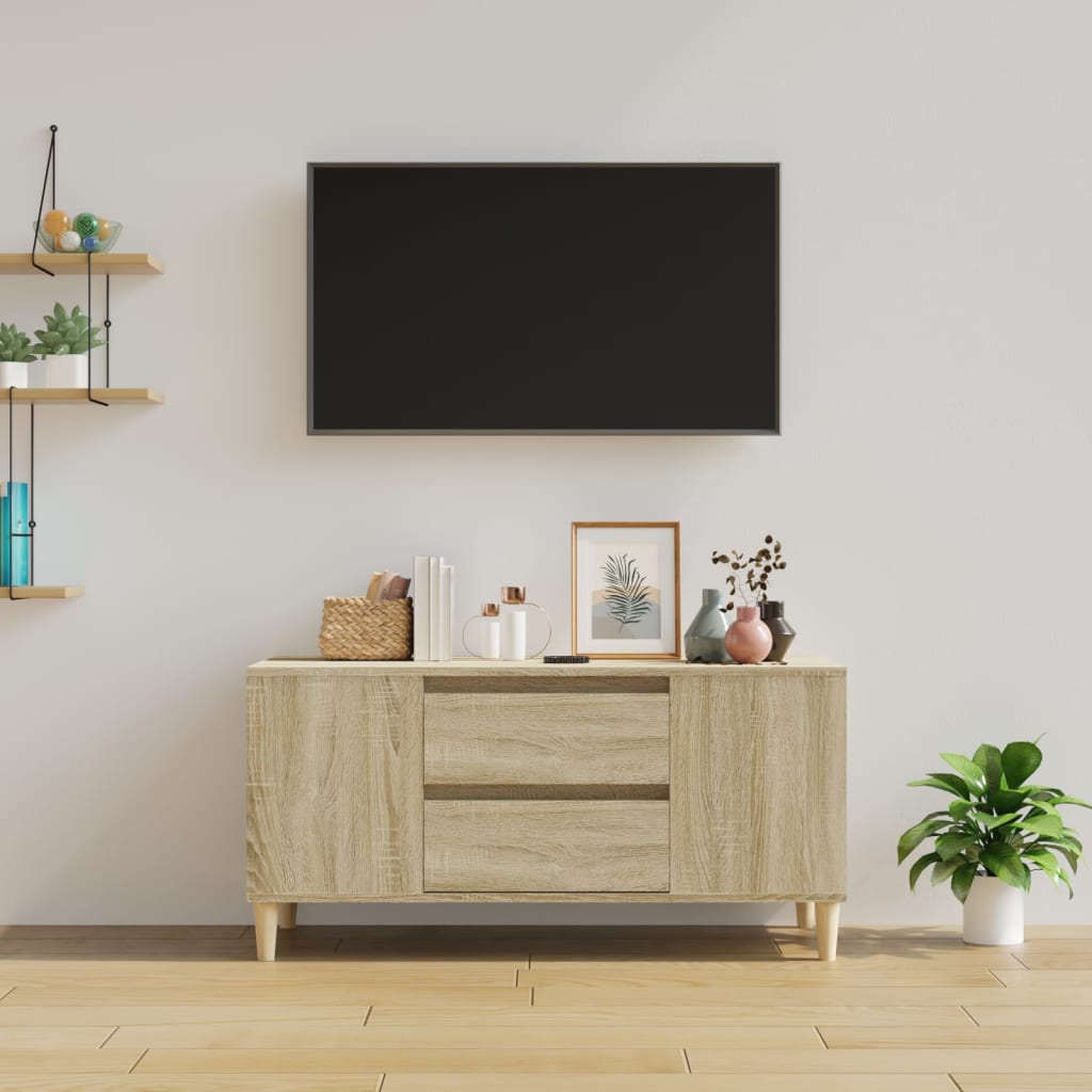 Tv-meubel 102x44,5x50 cm bewerkt hout sonoma eikenkleurig is nu te koop bij PeponiXL, paradijselijk wonen!
