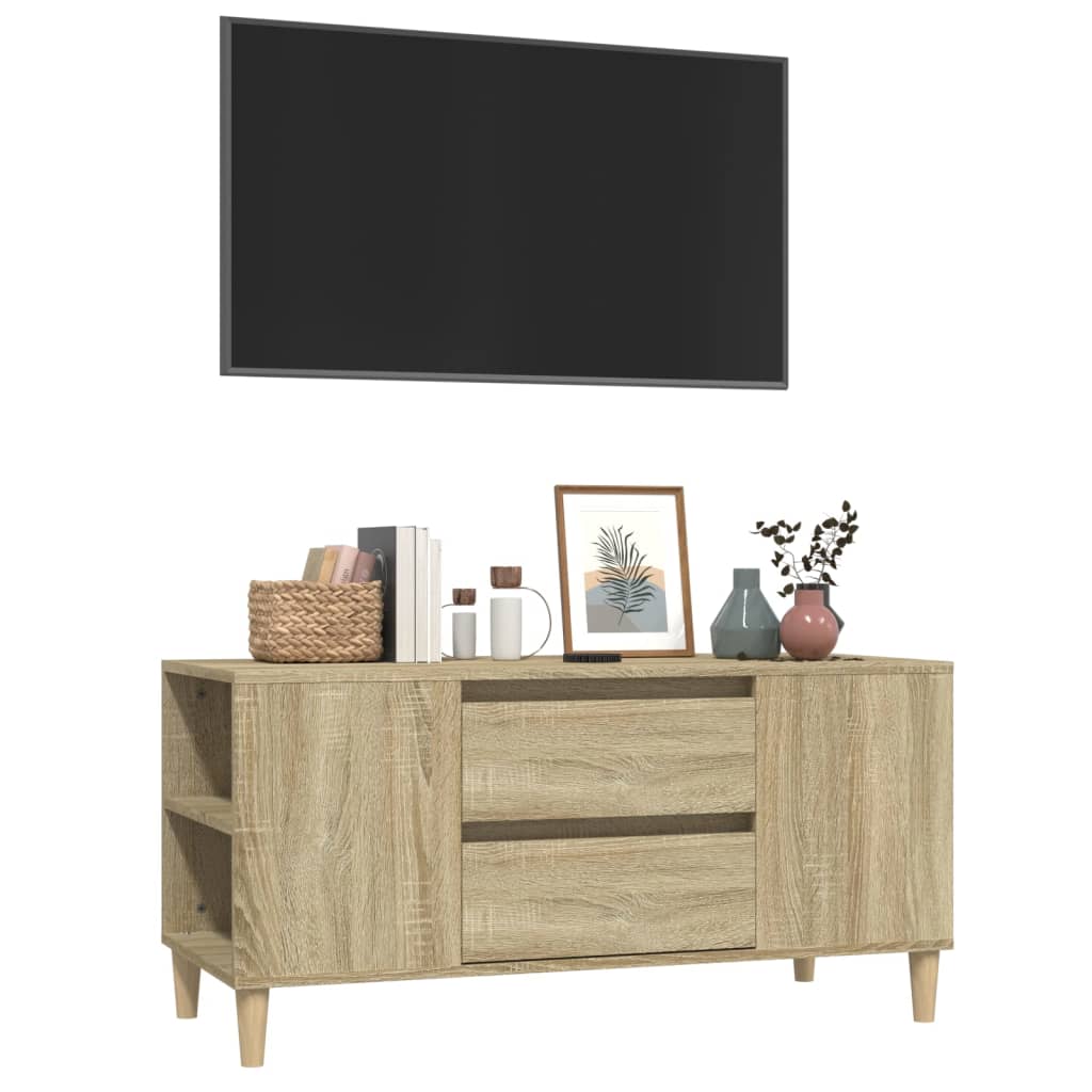 Tv-meubel 102x44,5x50 cm bewerkt hout sonoma eikenkleurig is nu te koop bij PeponiXL, paradijselijk wonen!