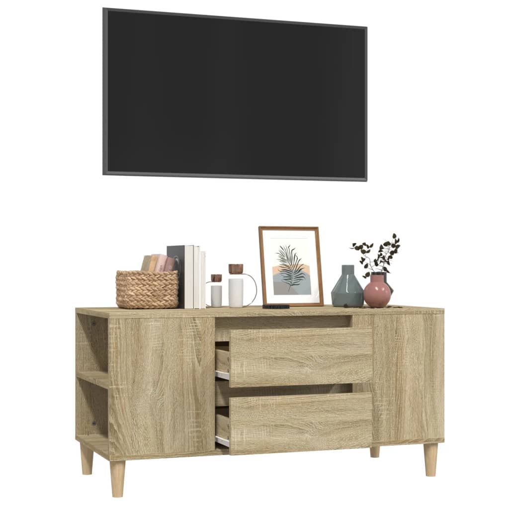 Tv-meubel 102x44,5x50 cm bewerkt hout sonoma eikenkleurig is nu te koop bij PeponiXL, paradijselijk wonen!