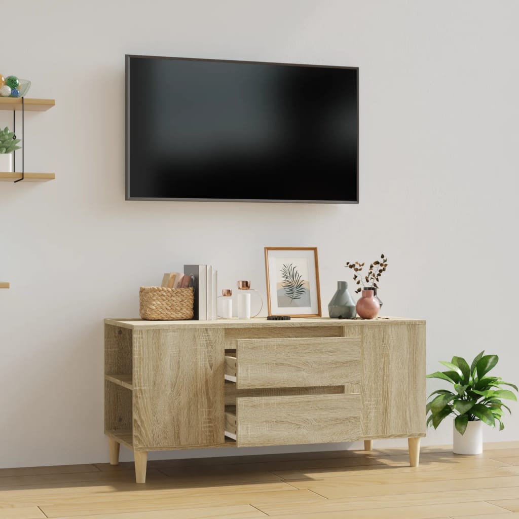 Tv-meubel 102x44,5x50 cm bewerkt hout sonoma eikenkleurig is nu te koop bij PeponiXL, paradijselijk wonen!