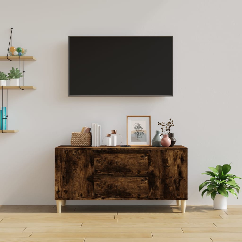 Tv-meubel 102x44,5x50 cm bewerkt hout gerookt eikenkleurig is nu te koop bij PeponiXL, paradijselijk wonen!