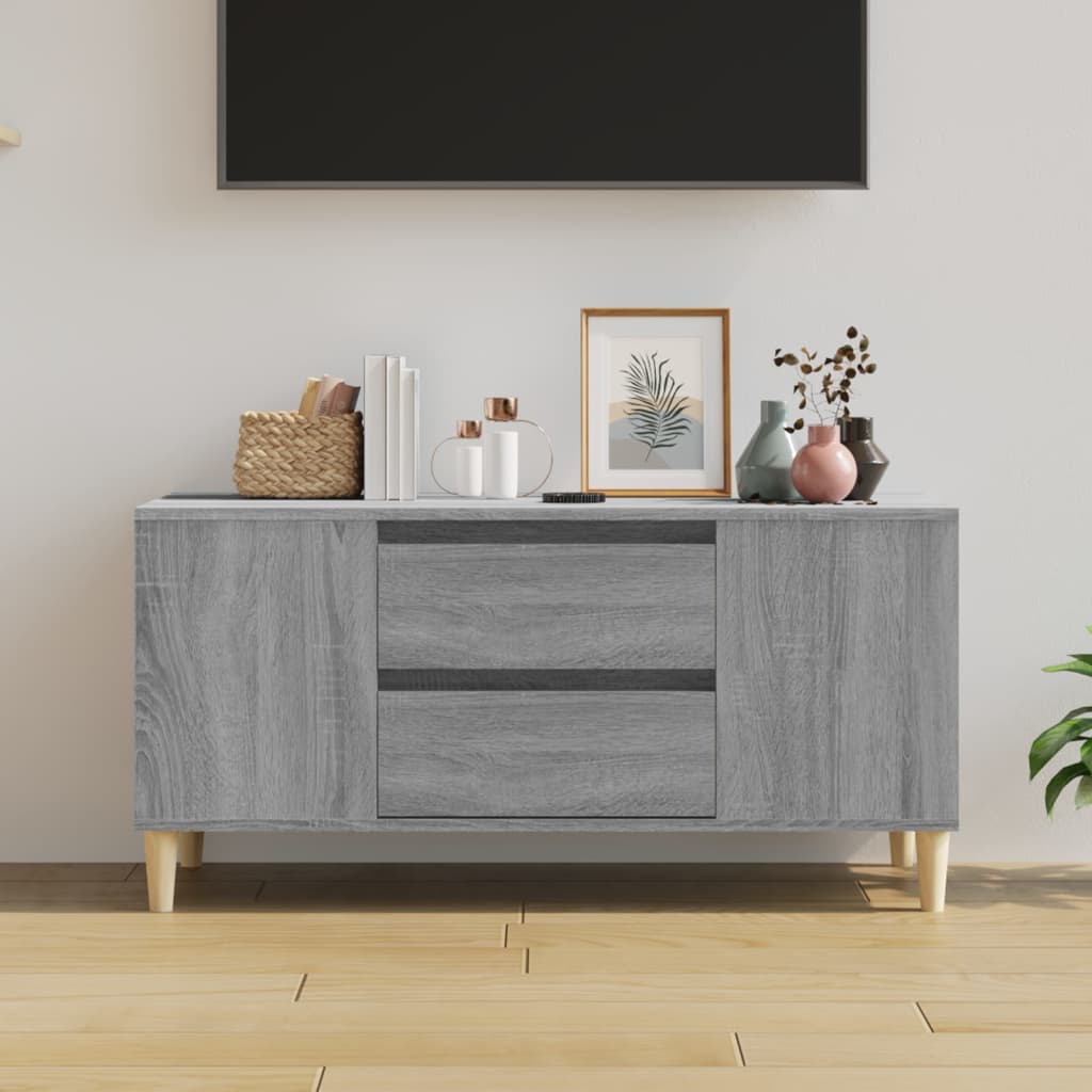 Tv-meubel 102x44,5x50 cm bewerkt hout grijs sonoma eikenkleurig is nu te koop bij PeponiXL, paradijselijk wonen!