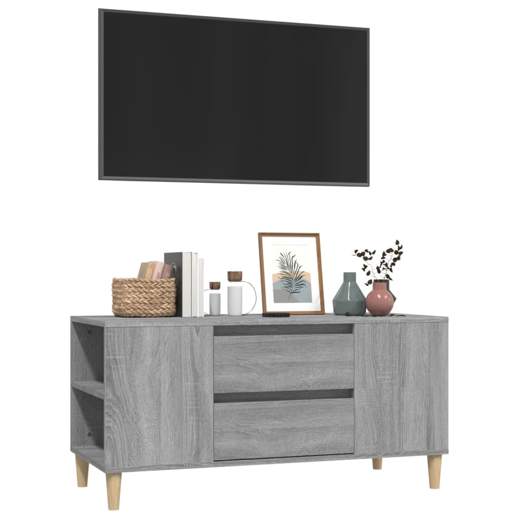 Tv-meubel 102x44,5x50 cm bewerkt hout grijs sonoma eikenkleurig is nu te koop bij PeponiXL, paradijselijk wonen!