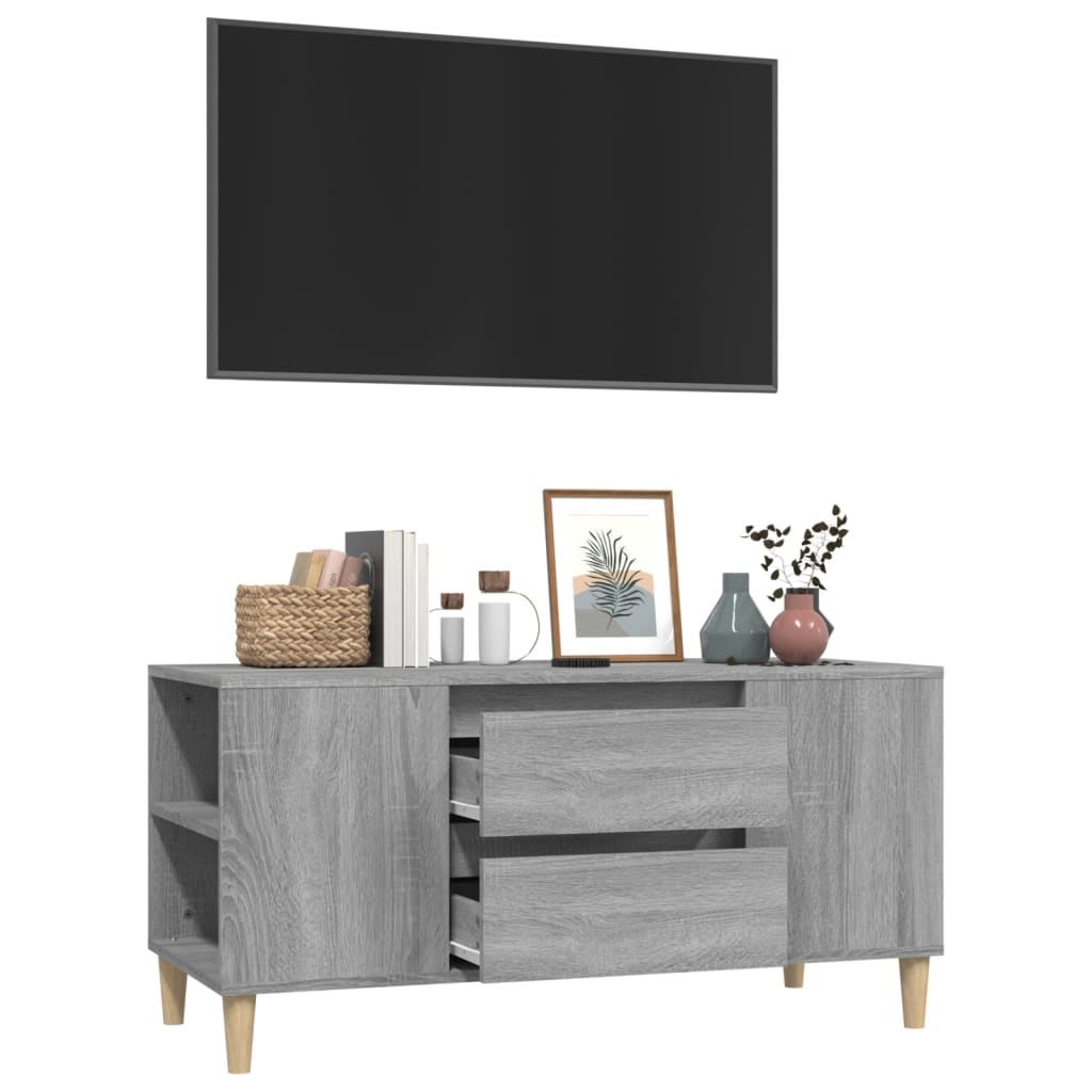 Tv-meubel 102x44,5x50 cm bewerkt hout grijs sonoma eikenkleurig is nu te koop bij PeponiXL, paradijselijk wonen!