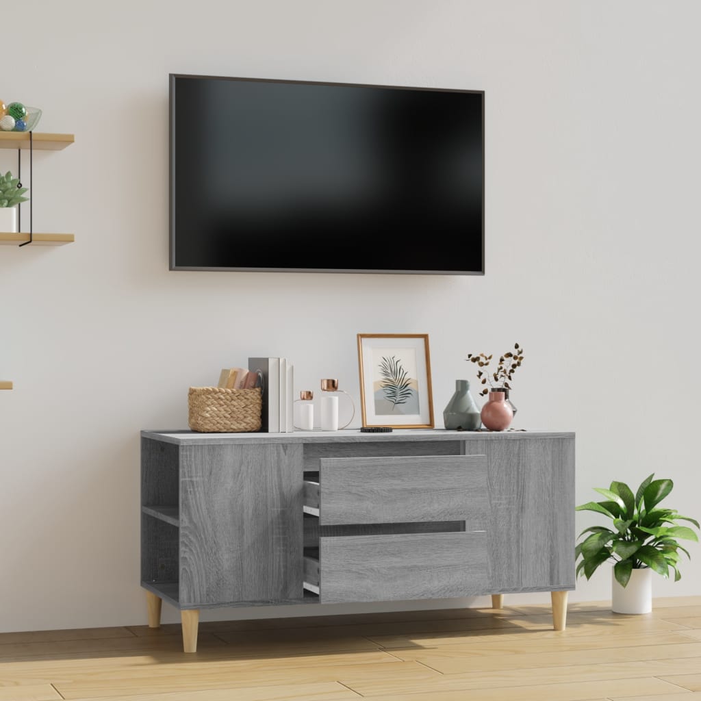 Tv-meubel 102x44,5x50 cm bewerkt hout grijs sonoma eikenkleurig is nu te koop bij PeponiXL, paradijselijk wonen!
