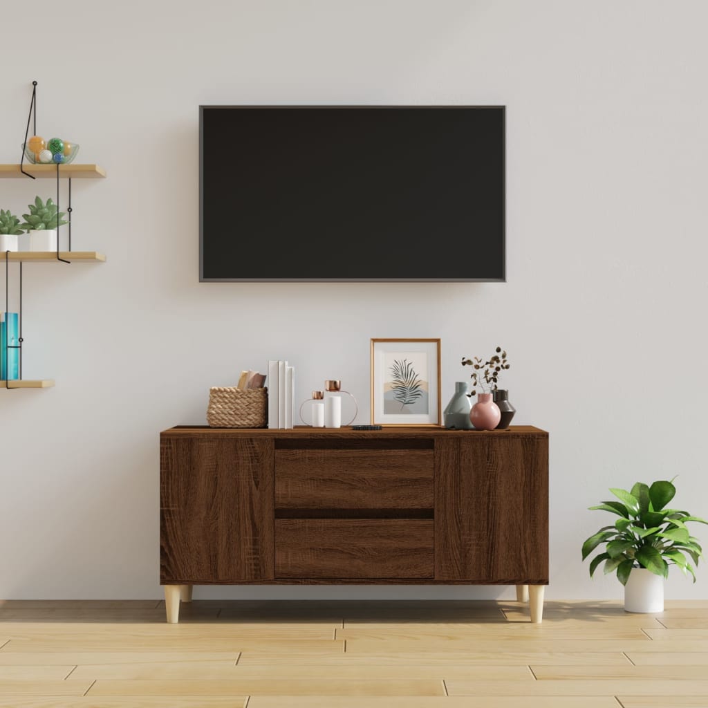 Tv-meubel 102x44,5x50 cm bewerkt hout bruin eikenkleur is nu te koop bij PeponiXL, paradijselijk wonen!