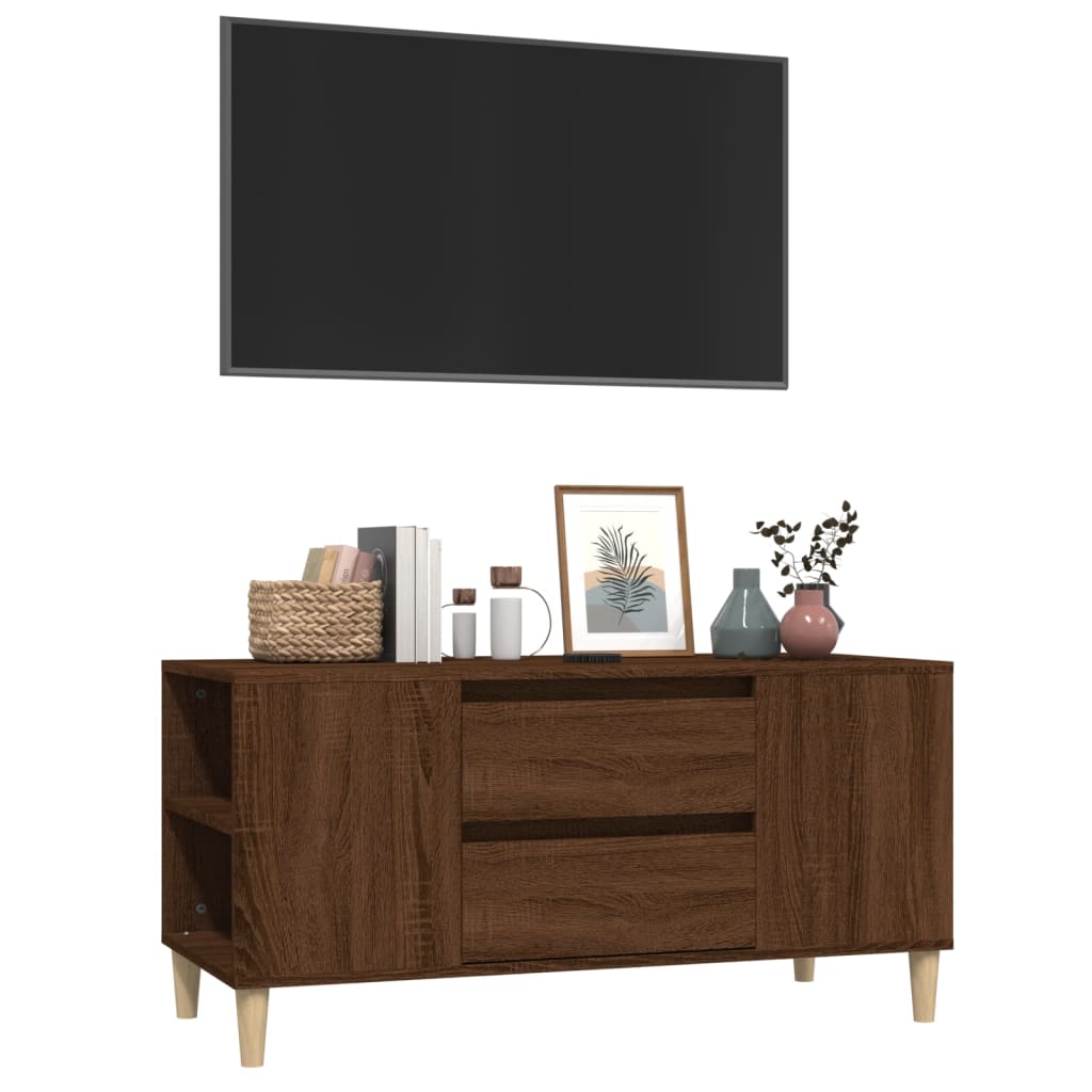 Tv-meubel 102x44,5x50 cm bewerkt hout bruin eikenkleur is nu te koop bij PeponiXL, paradijselijk wonen!