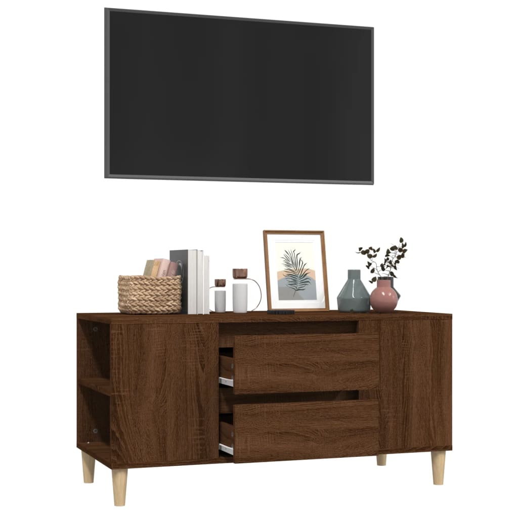 Tv-meubel 102x44,5x50 cm bewerkt hout bruin eikenkleur is nu te koop bij PeponiXL, paradijselijk wonen!