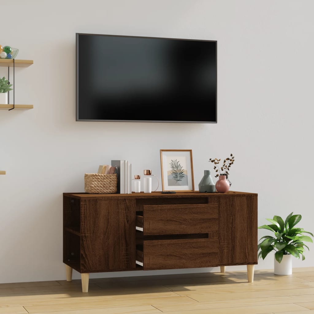 Tv-meubel 102x44,5x50 cm bewerkt hout bruin eikenkleur is nu te koop bij PeponiXL, paradijselijk wonen!