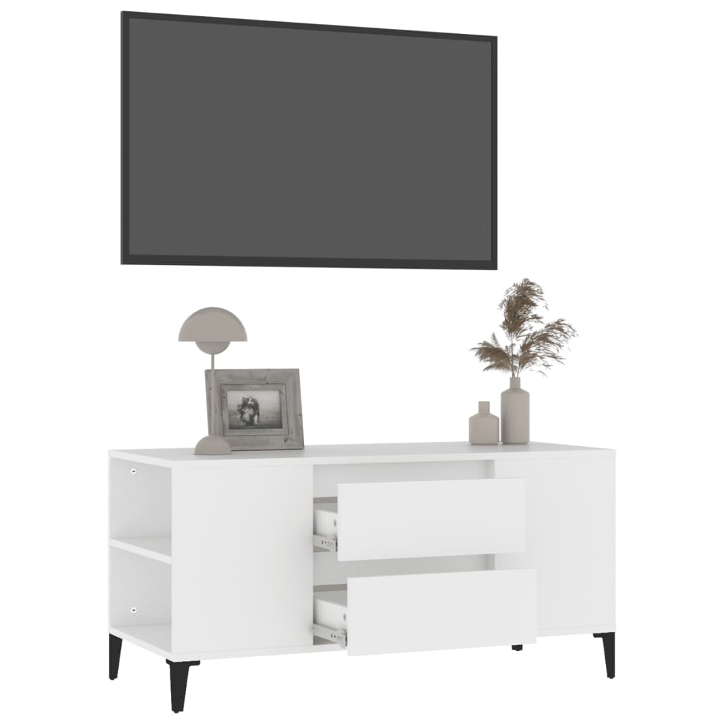 Tv-meubel 102x44,5x50 cm bewerkt hout wit is nu te koop bij PeponiXL, paradijselijk wonen!