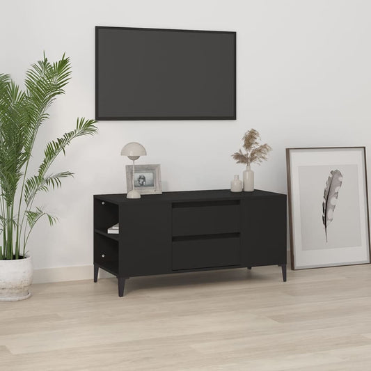Tv-meubel 102x44,5x50 cm bewerkt hout zwart is nu te koop bij PeponiXL, paradijselijk wonen!