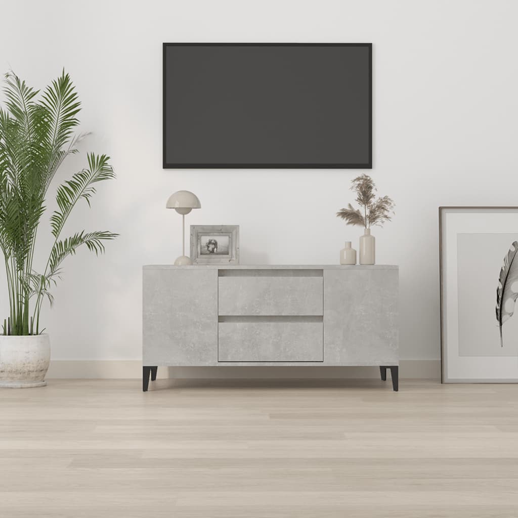 Tv-meubel 102x44,5x50 cm bewerkt hout betongrijs is nu te koop bij PeponiXL, paradijselijk wonen!