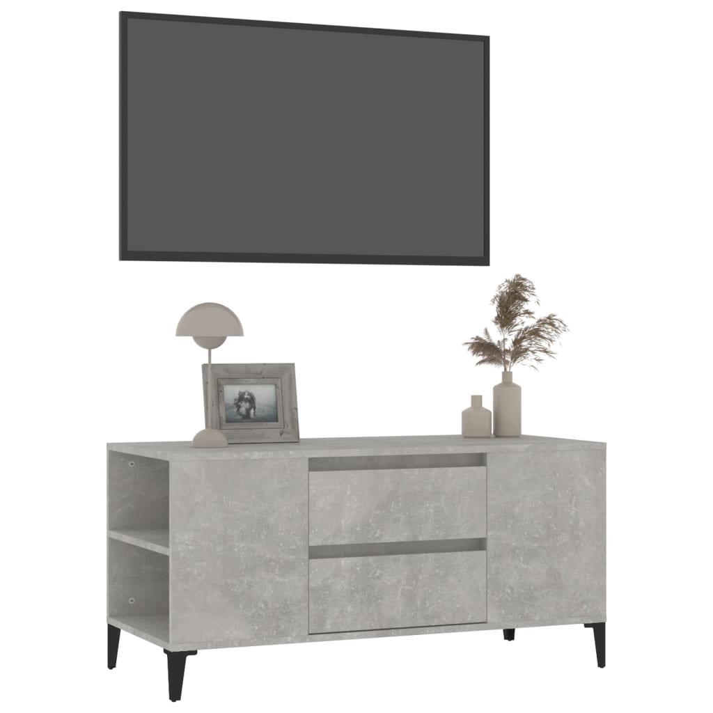 Tv-meubel 102x44,5x50 cm bewerkt hout betongrijs is nu te koop bij PeponiXL, paradijselijk wonen!
