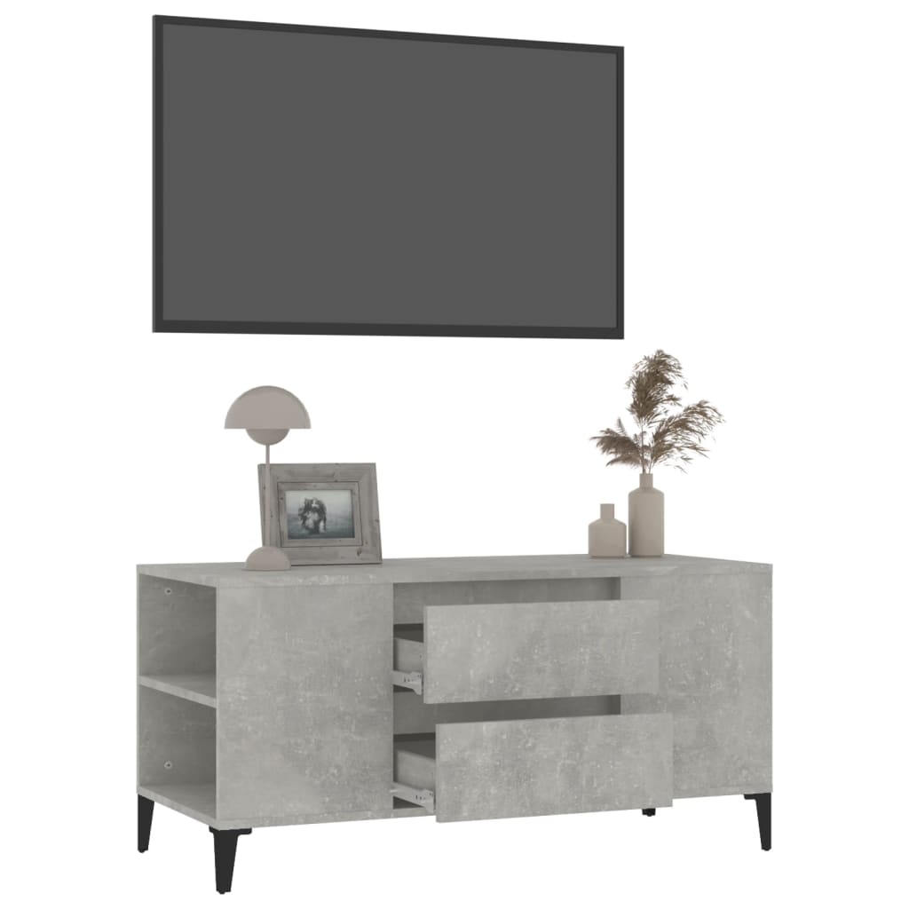 Tv-meubel 102x44,5x50 cm bewerkt hout betongrijs is nu te koop bij PeponiXL, paradijselijk wonen!