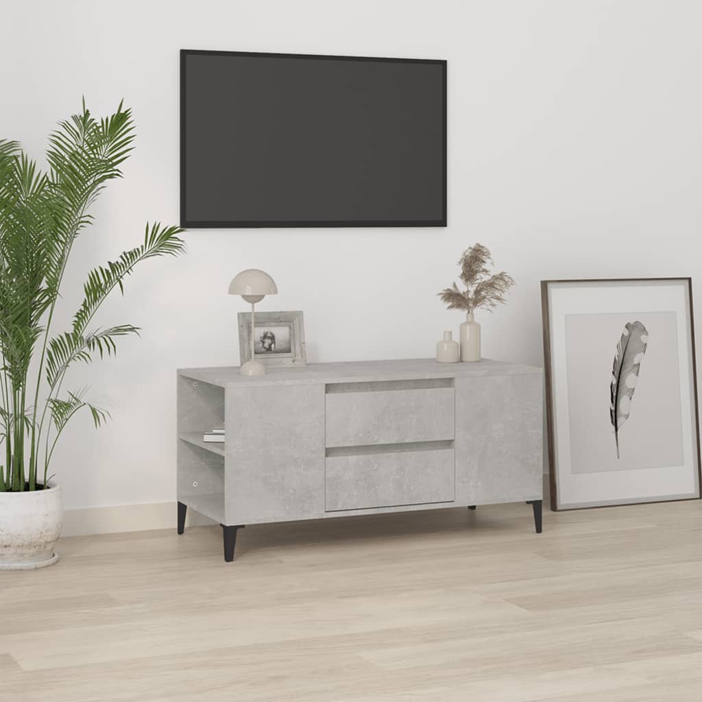 Tv-meubel 102x44,5x50 cm bewerkt hout betongrijs is nu te koop bij PeponiXL, paradijselijk wonen!