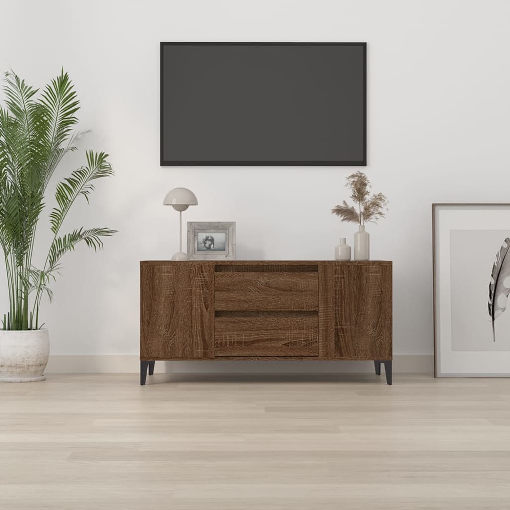 Tv-meubel 102x44,5x50 cm bewerkt hout bruin eikenkleur is nu te koop bij PeponiXL, paradijselijk wonen!