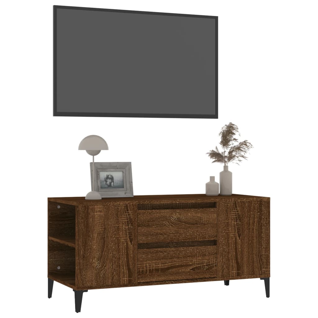 Tv-meubel 102x44,5x50 cm bewerkt hout bruin eikenkleur is nu te koop bij PeponiXL, paradijselijk wonen!