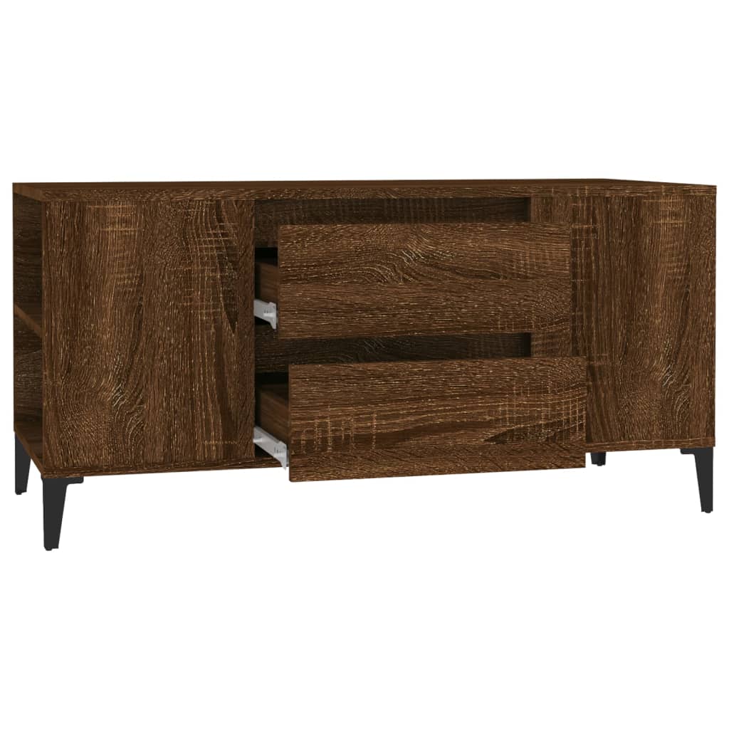 Tv-meubel 102x44,5x50 cm bewerkt hout bruin eikenkleur is nu te koop bij PeponiXL, paradijselijk wonen!