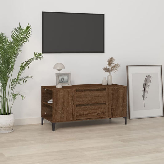 Tv-meubel 102x44,5x50 cm bewerkt hout bruin eikenkleur is nu te koop bij PeponiXL, paradijselijk wonen!