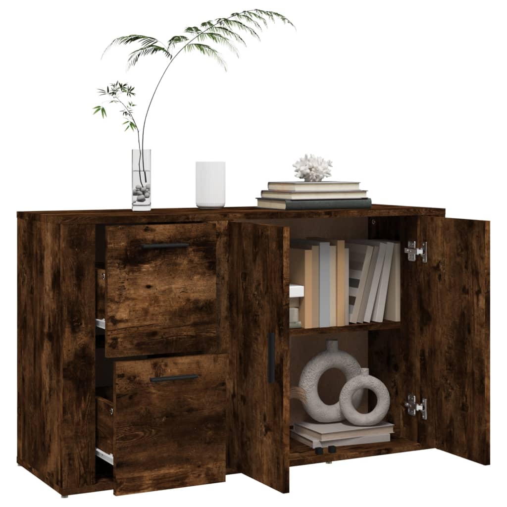 Dressoir 100x33x59,5 cm bewerkt hout gerookt eikenkleurig is nu te koop bij PeponiXL, paradijselijk wonen!