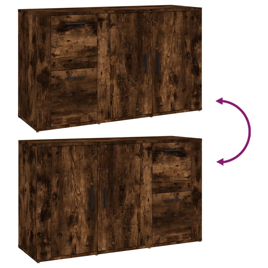 Dressoir 100x33x59,5 cm bewerkt hout gerookt eikenkleurig is nu te koop bij PeponiXL, paradijselijk wonen!