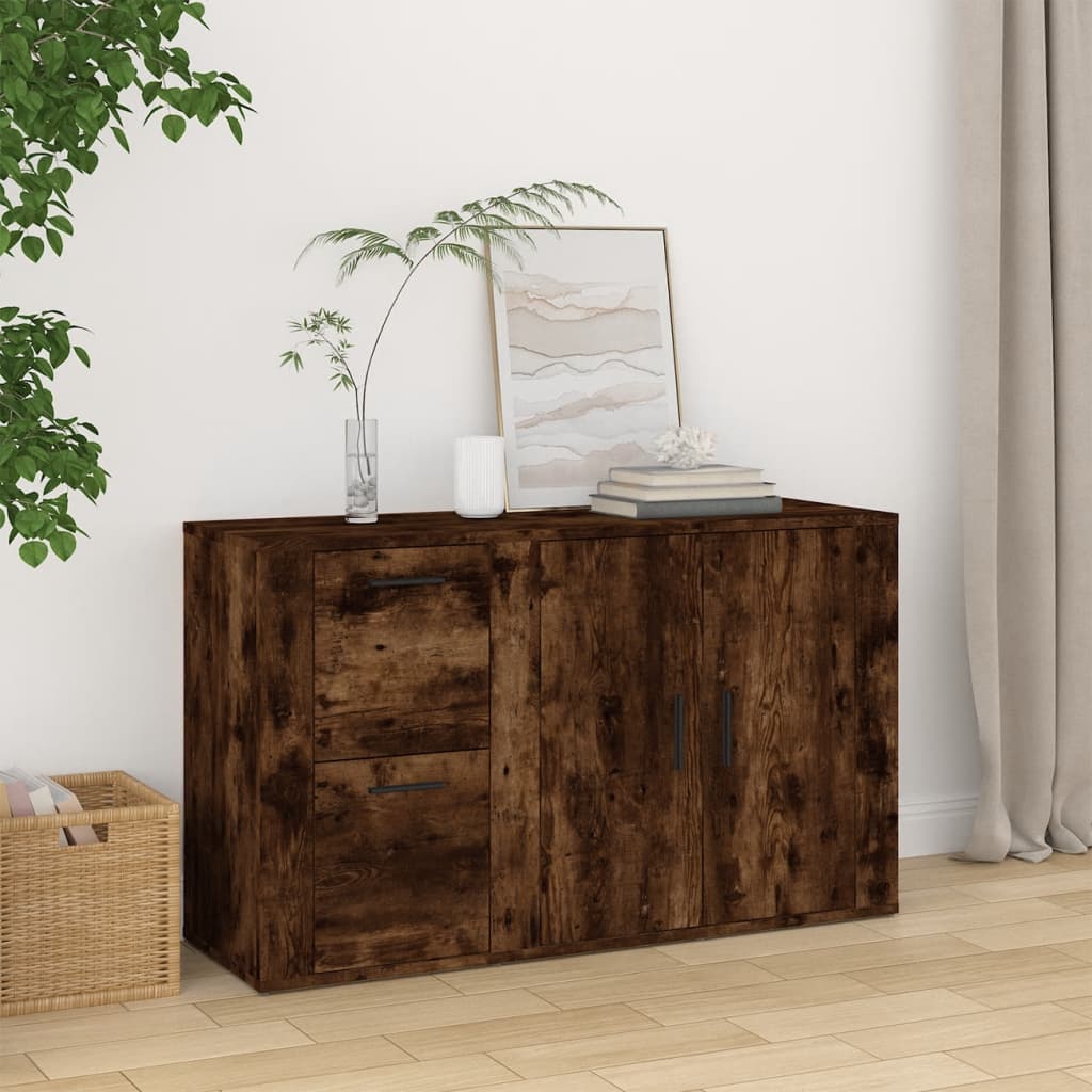 Dressoir 100x33x59,5 cm bewerkt hout gerookt eikenkleurig is nu te koop bij PeponiXL, paradijselijk wonen!