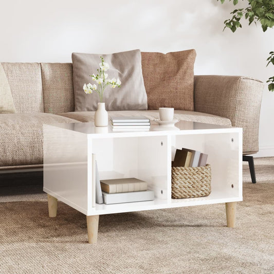 Salontafel 60x50x36,5 cm bewerkt hout hoogglans wit is nu te koop bij PeponiXL, paradijselijk wonen!