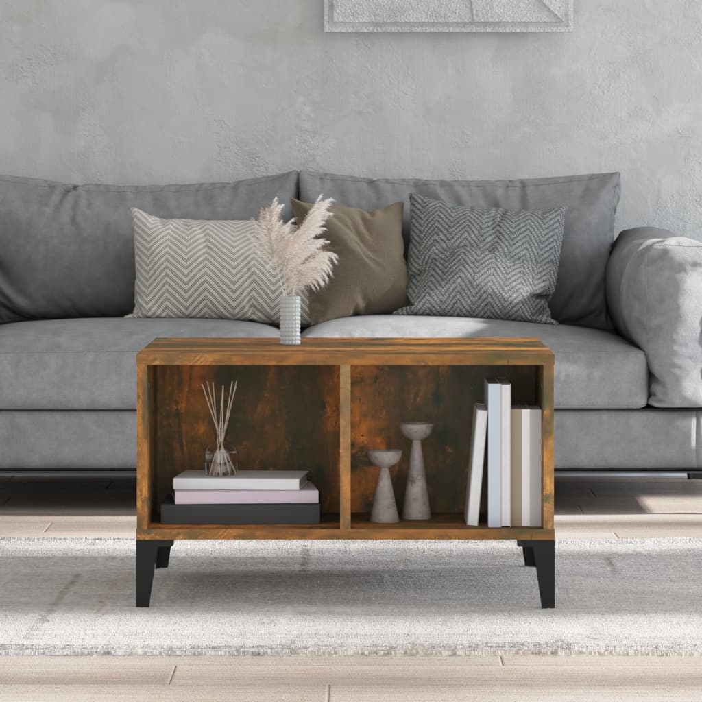 Salontafel 60x50x36,5 cm bewerkt hout gerookt eikenkleurig is nu te koop bij PeponiXL, paradijselijk wonen!