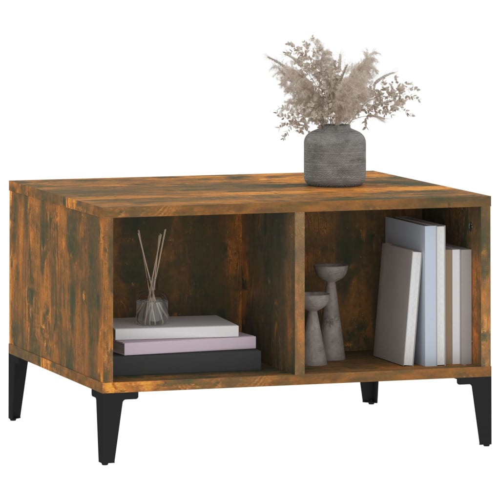 Salontafel 60x50x36,5 cm bewerkt hout gerookt eikenkleurig is nu te koop bij PeponiXL, paradijselijk wonen!