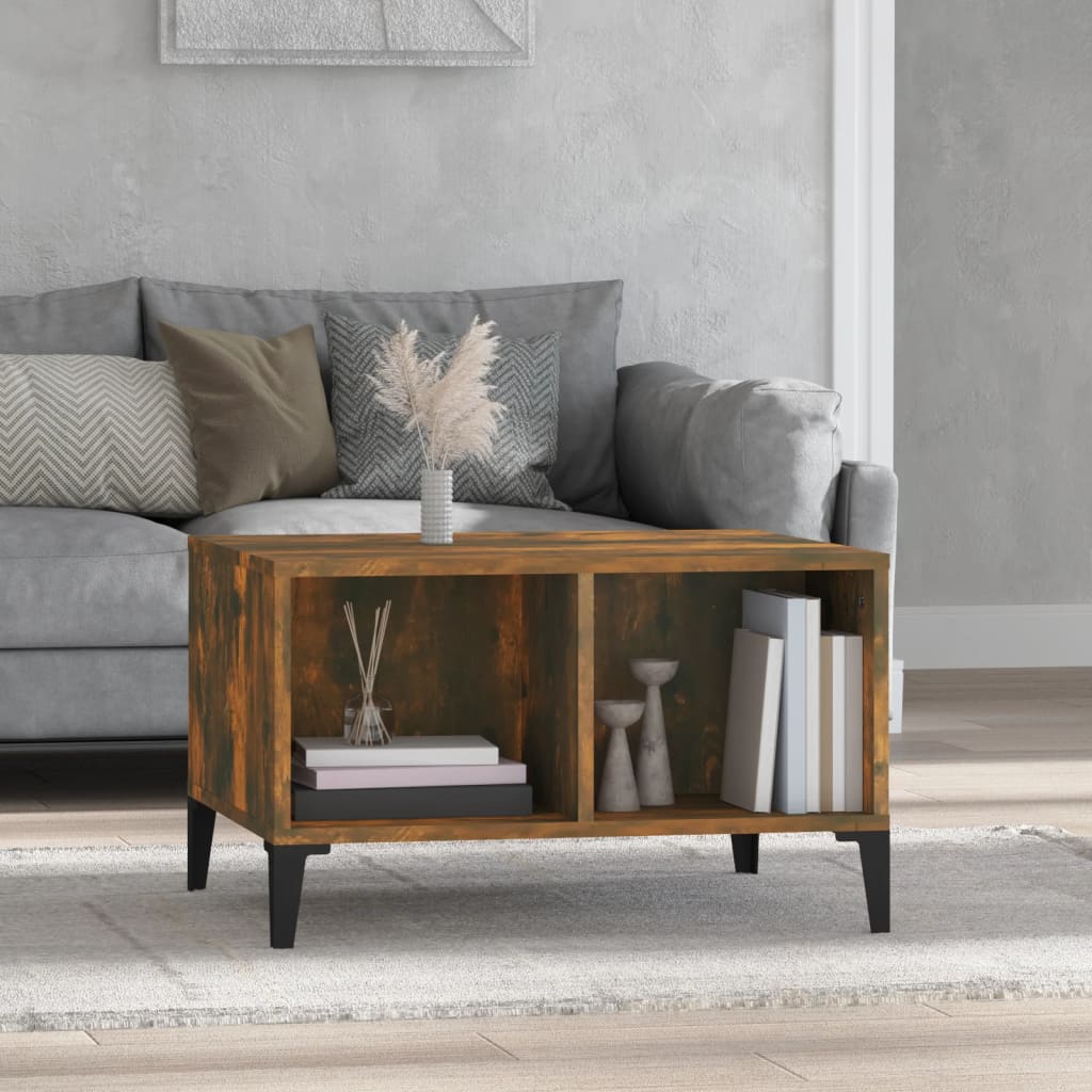 Salontafel 60x50x36,5 cm bewerkt hout gerookt eikenkleurig is nu te koop bij PeponiXL, paradijselijk wonen!