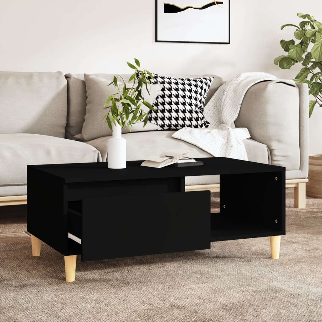 Salontafel 90x50x36,5 cm bewerkt hout zwart is nu te koop bij PeponiXL, paradijselijk wonen!
