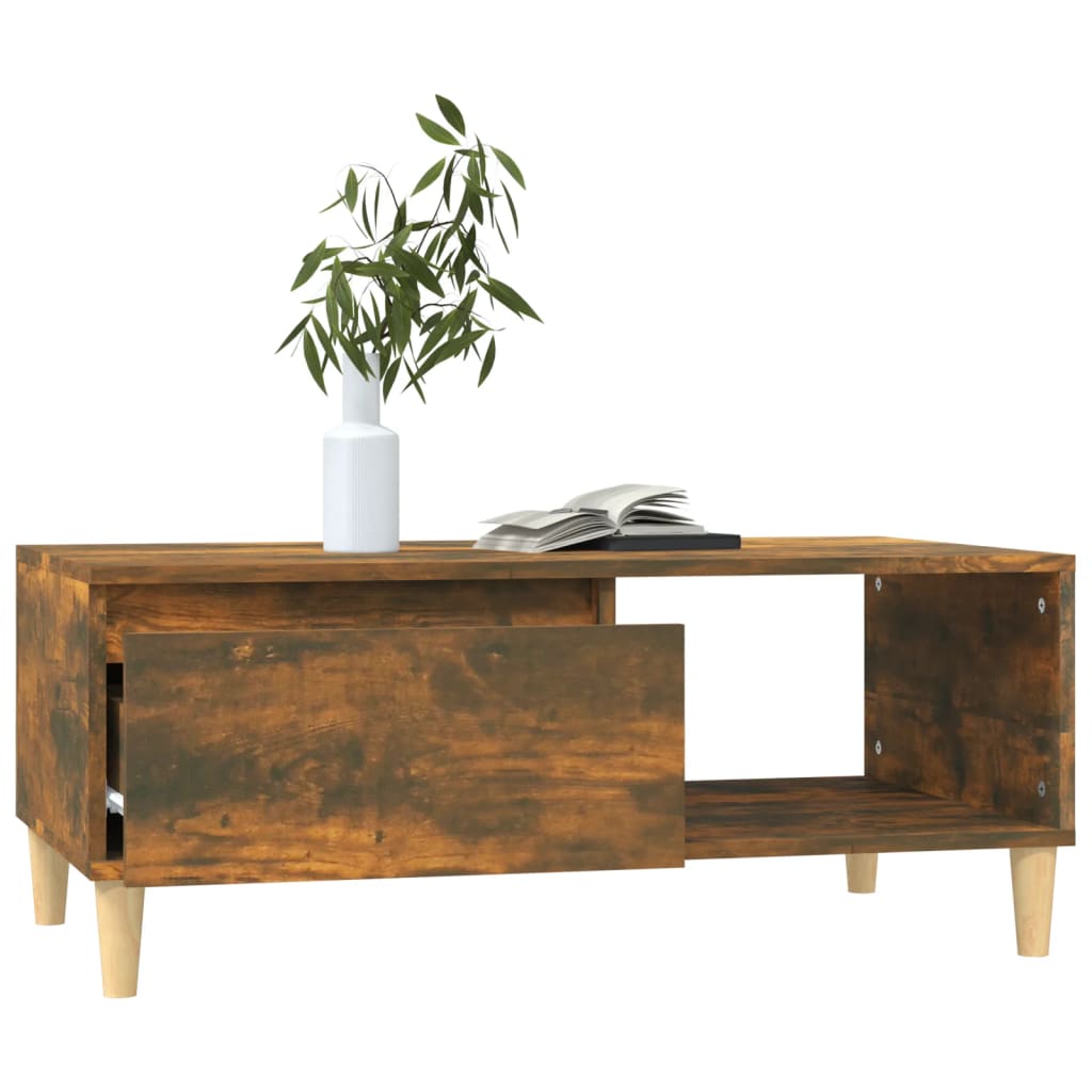 Salontafel 90x50x36,5 cm bewerkt hout gerookt eikenkleurig is nu te koop bij PeponiXL, paradijselijk wonen!