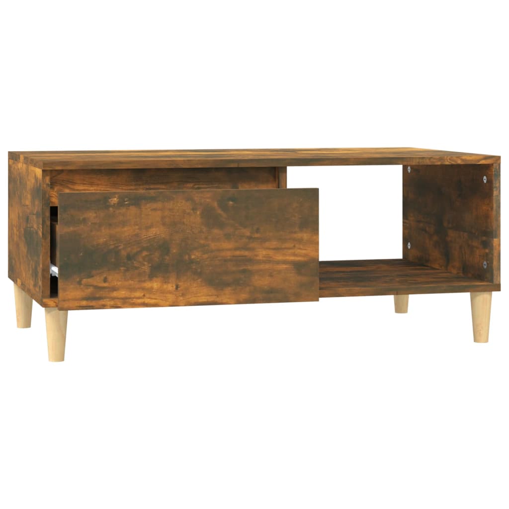 Salontafel 90x50x36,5 cm bewerkt hout gerookt eikenkleurig is nu te koop bij PeponiXL, paradijselijk wonen!