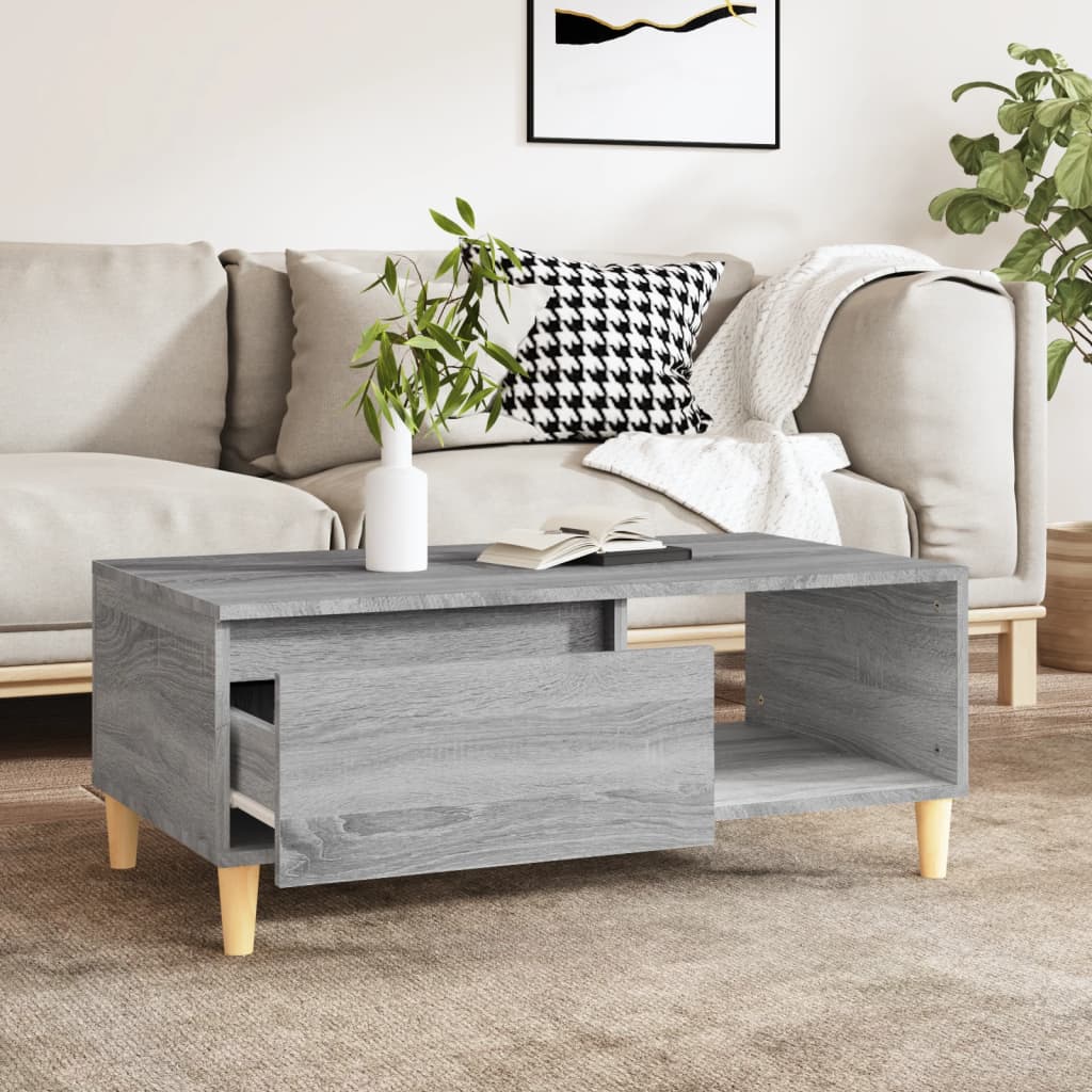 Salontafel 90x50x36,5 cm bewerkt hout grijs sonoma is nu te koop bij PeponiXL, paradijselijk wonen!