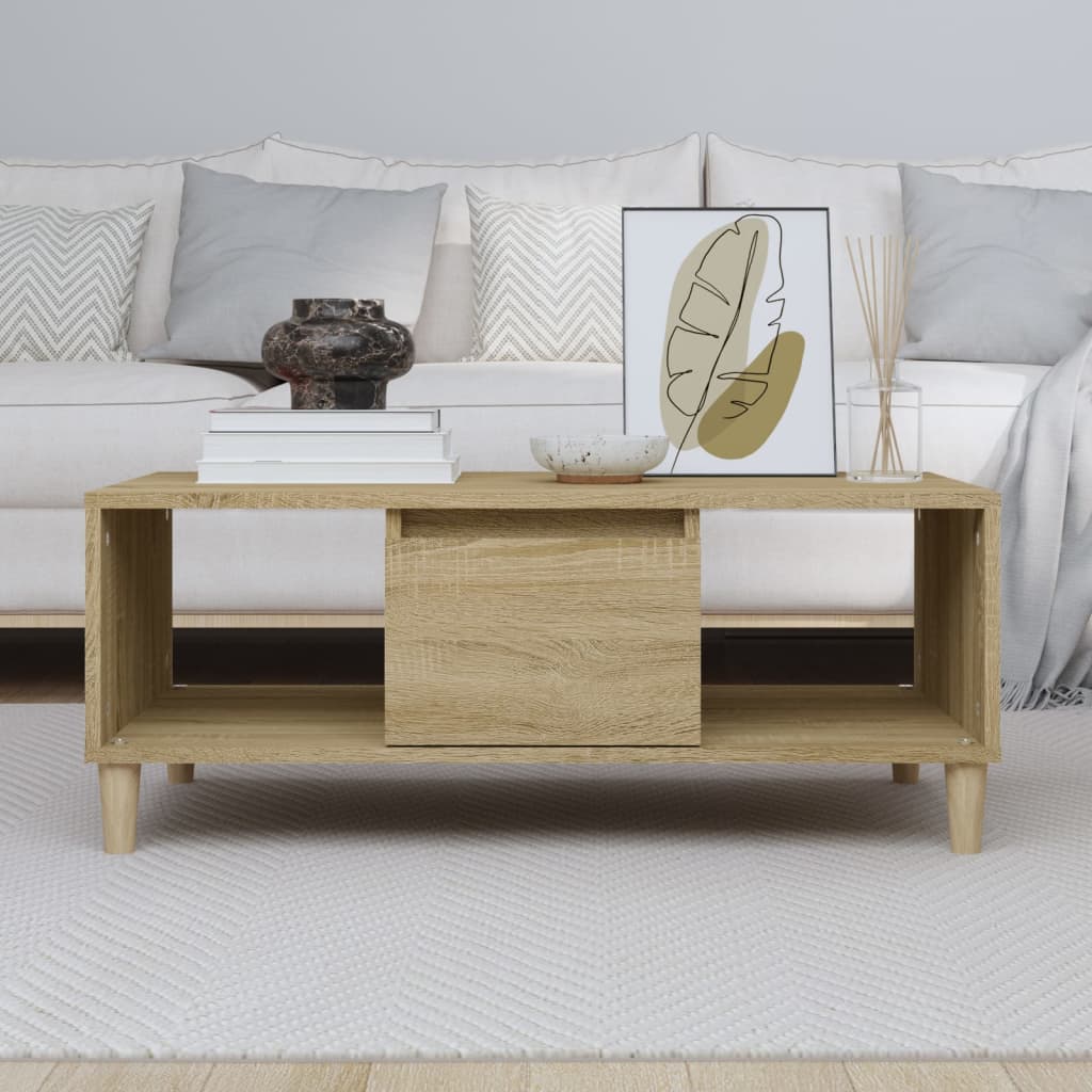 Salontafel 90x50x36,5 cm bewerkt hout sonoma eikenkleurig is nu te koop bij PeponiXL, paradijselijk wonen!