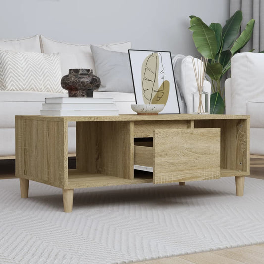 Salontafel 90x50x36,5 cm bewerkt hout sonoma eikenkleurig is nu te koop bij PeponiXL, paradijselijk wonen!