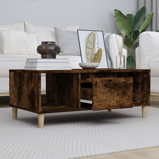 Salontafel 90x50x36,5 cm bewerkt hout gerookt eikenkleurig is nu te koop bij PeponiXL, paradijselijk wonen!