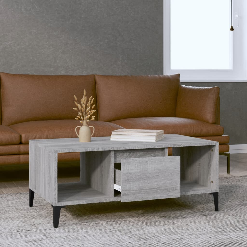 Salontafel 90x50x36,5 cm bewerkt hout grijs sonoma is nu te koop bij PeponiXL, paradijselijk wonen!