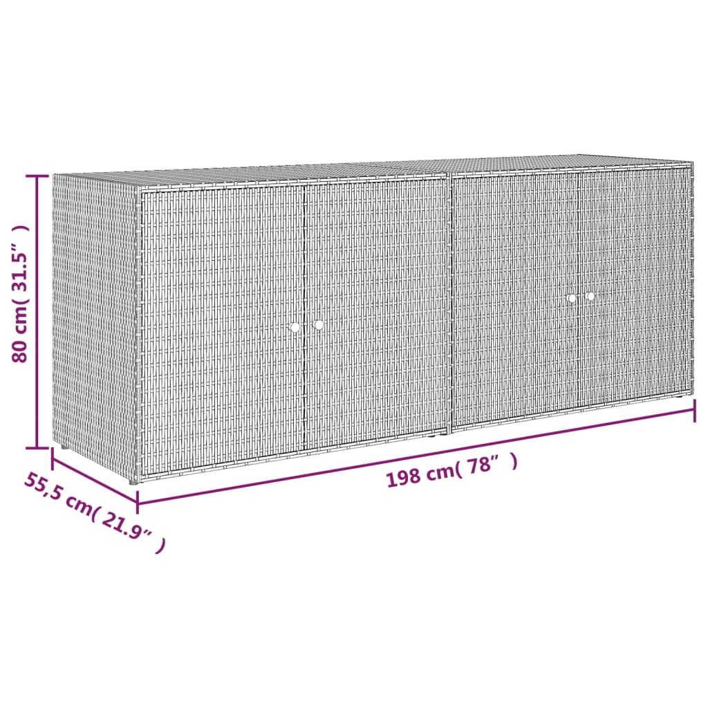 Tuinkast 198x55,5x80 cm poly rattan grijs is nu te koop bij PeponiXL, paradijselijk wonen!