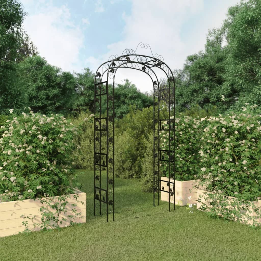 Tuinboog 116x45x240 cm staal zwart is nu te koop bij PeponiXL, paradijselijk wonen!