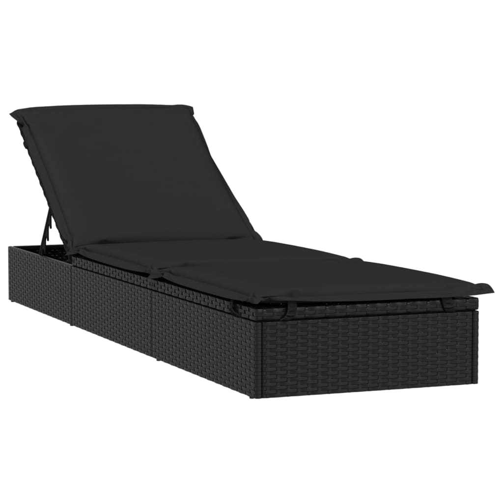 Ligbed met rond dak 211x57x140 cm poly rattan zwart is nu te koop bij PeponiXL, paradijselijk wonen!