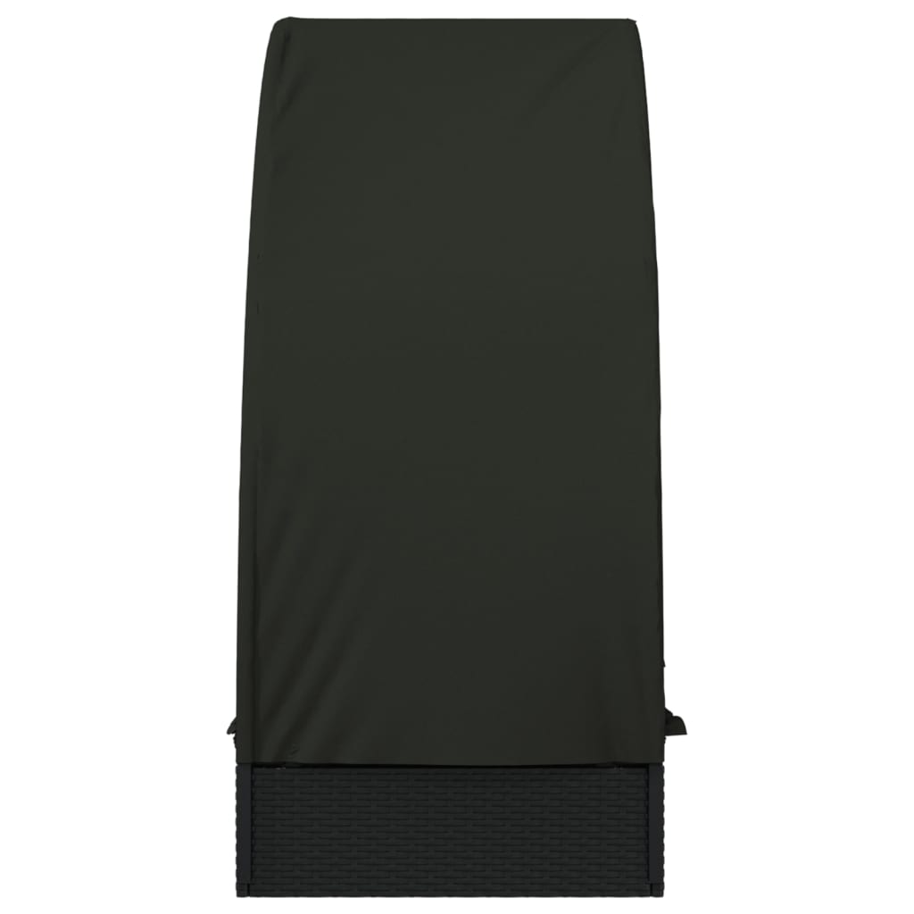 Ligbed met rond dak 211x57x140 cm poly rattan zwart is nu te koop bij PeponiXL, paradijselijk wonen!