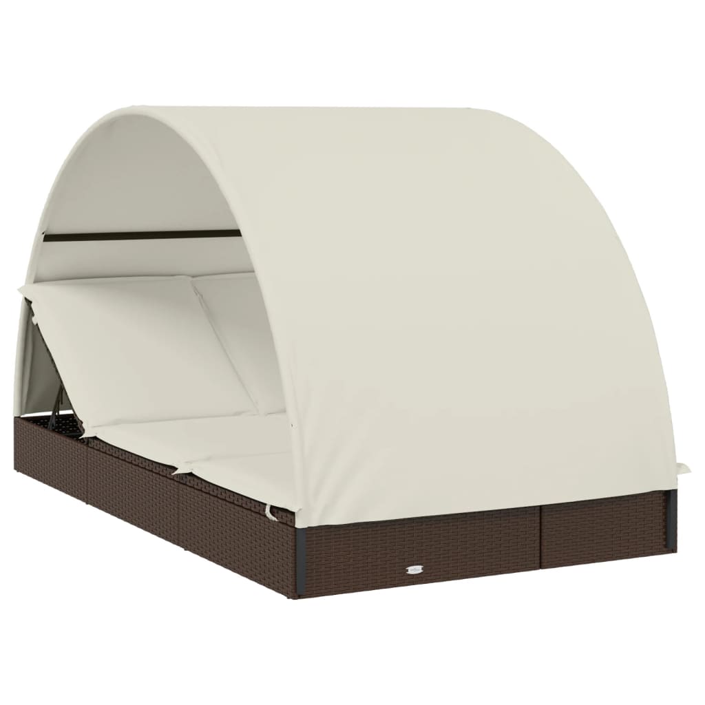 Ligbed 2-persoons met rond dak 211x112x140 cm poly rattan bruin is nu te koop bij PeponiXL, paradijselijk wonen!