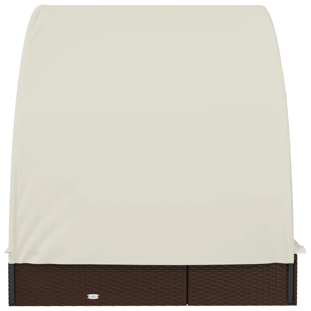Ligbed 2-persoons met rond dak 211x112x140 cm poly rattan bruin is nu te koop bij PeponiXL, paradijselijk wonen!