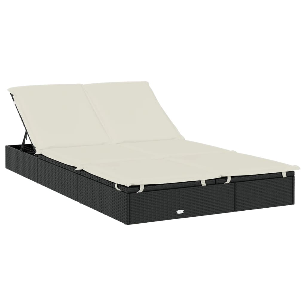 Ligbed 2-persoons met rond dak 211x112x140 cm poly rattan zwart is nu te koop bij PeponiXL, paradijselijk wonen!