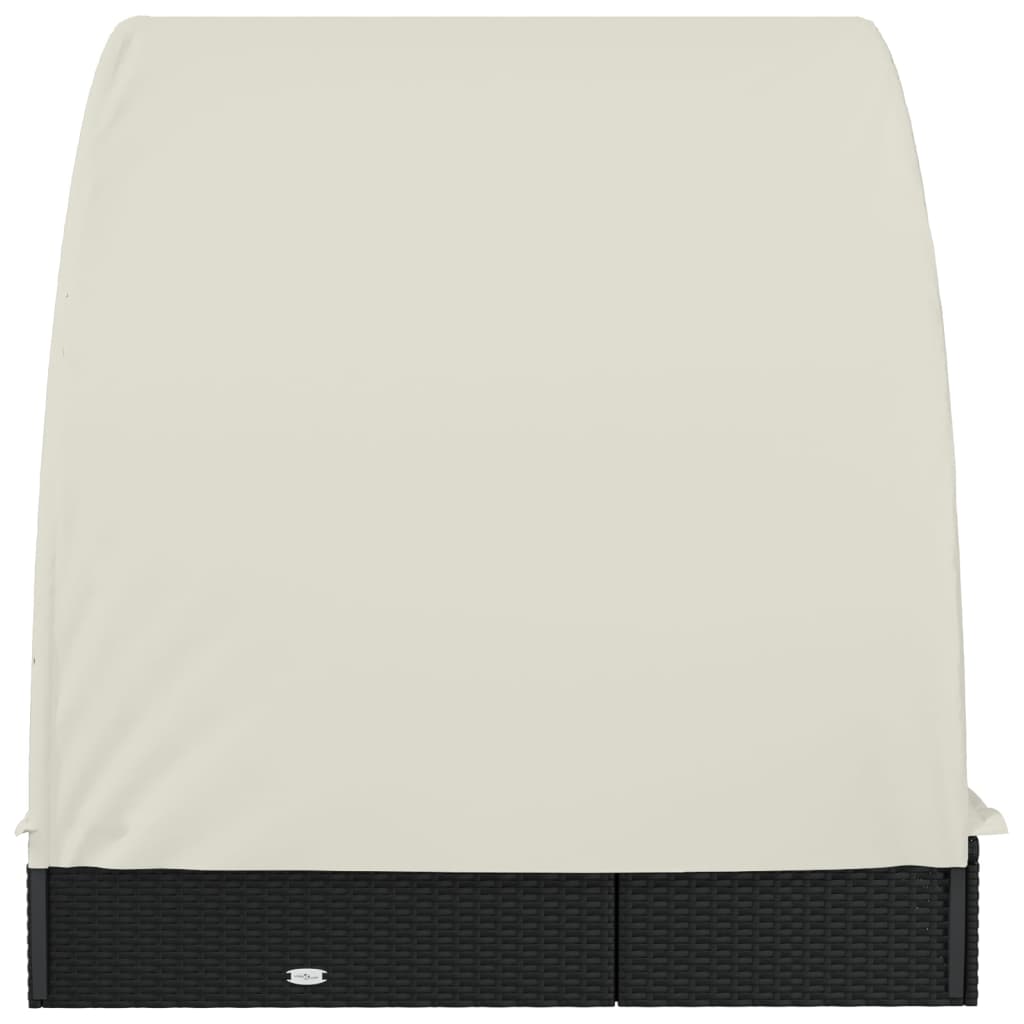 Ligbed 2-persoons met rond dak 211x112x140 cm poly rattan zwart is nu te koop bij PeponiXL, paradijselijk wonen!