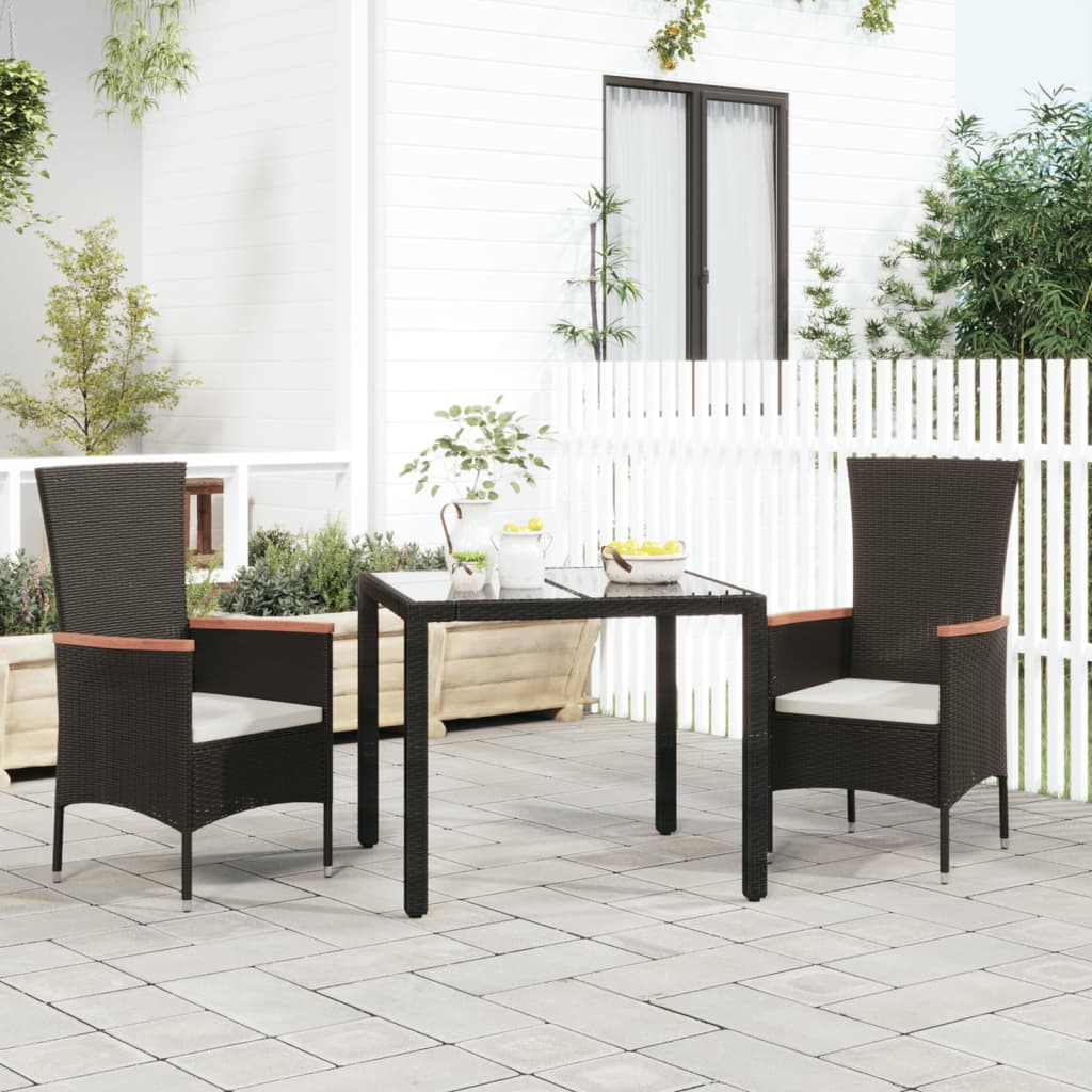 Tuinstoelen 2 st met kussens poly rattan zwart is nu te koop bij PeponiXL, paradijselijk wonen!