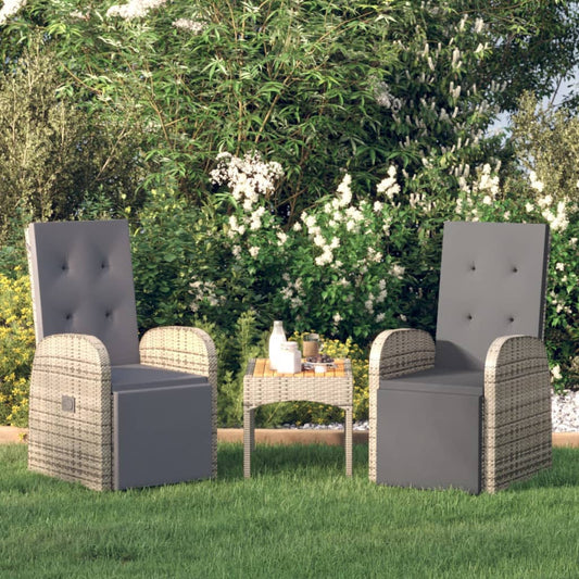 Tuinstoelen 2 st verstelbaar met kussens poly rattan grijs is nu te koop bij PeponiXL, paradijselijk wonen!