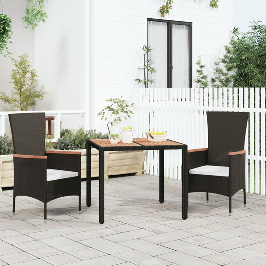 Tuintafel met houten blad poly ratten en acaciahout zwart is nu te koop bij PeponiXL, paradijselijk wonen!